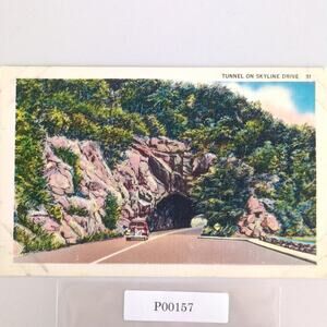 Vtg Skyline Drive Tunnel Virginia Linen Postcard 1952 Shenandoah National Park